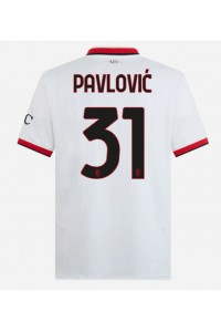 AC Milan Strahinja Pavlovic #31 Jalkapallovaatteet Vieraspaita 2024-25 Lyhythihainen